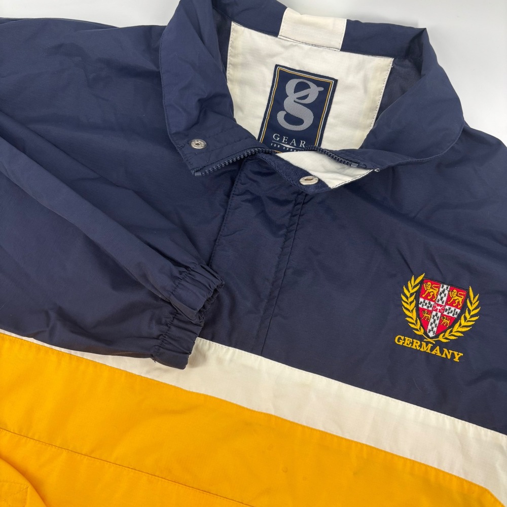 Vintage Gear‎ For Sports Anorak Windbreaker Mens Large Navy Yellow Germany Crest